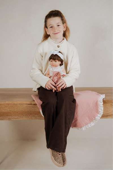 Muñecas Arias Reborn Arias 38 cm Alba Rosa avec couverture et doudou corps vinyl poupée fille