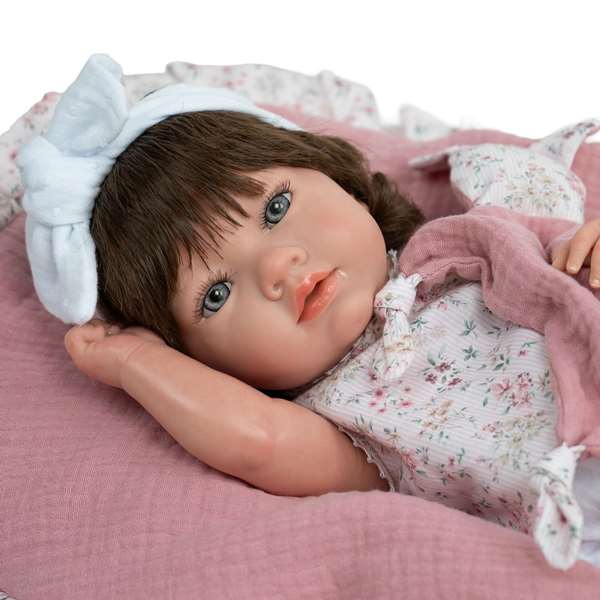 Muñecas Arias Reborn Arias 38 cm Alba Rosa avec couverture et doudou corps vinyl poupée fille