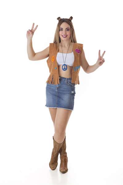 Creaciones Llopis - Disguise adulte hippie avec gilet et bandeau 'Love', marron - Taille L Creaciones Llopis - Disguise adulte hippie avec gilet et bandeau 'Love', marron - Taille L