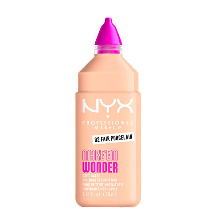 NYX Professional Make Up Fond de teint Make 'Em Wonder Soft Matte 30 ml Porcelaine claire - Couvrance mat longue durée 24h