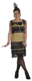 Creaciones Llopis - Déguisement adulte charleston casino - Robe et ceinture à plume - Taille L
