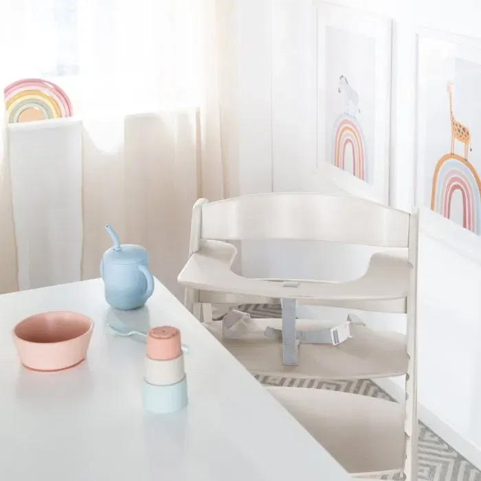 Roba Sit Up Flex - Chaise haute évolutive de 6 mois à 70 kg, réglable avec harnais 3 points et structure anti-bascule, couleur grège délavé