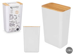 KINVARA Lot de 8 bocaux rectangulaires hauts blanc 1,75L