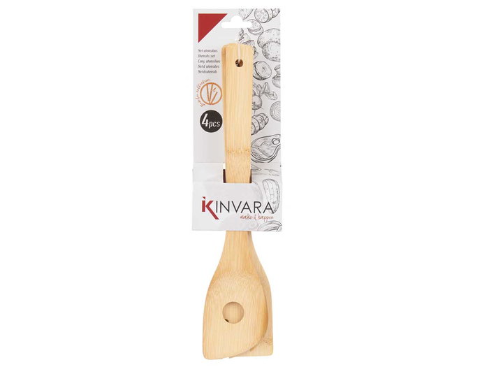 Kinvara Set de 4 ustensiles de cuisine en bambou 8,5x34,5x3,8 cm (Set de 12) Kinvara Set de 4 ustensiles de cuisine en bambou 8,5x34,5x3,8 cm (Set de 12)