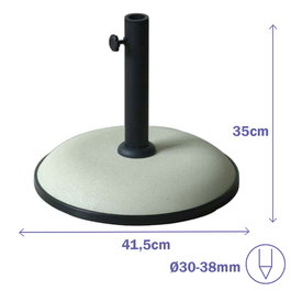 Marbueno Base pour Parasol Ronde en Ciment 41,5x35 cm 15 kg Blanc Jardin, Piscine, Terrasse 10448