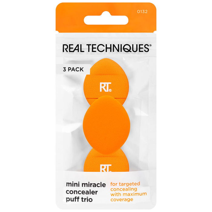 Real Techniques MINI MIRACLE anti-cernes houppette, ensemble de 3 éponges pour application précise de correcteur liquide ou crème