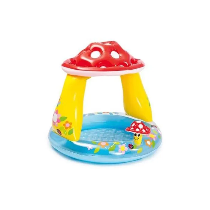 Intex Pataugeoire gonflable pour enfants modèle 57114NP en forme de champignon 102x89 cm avec parasol et jouet - 45 litres Intex Pataugeoire gonflable pour enfants modèle 57114NP en forme de champignon 102x89 cm avec parasol et jouet - 45 litres