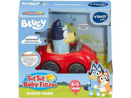 VTech Tut Tut Bólidos Bluey - Voix originales des personnages, lumières, musique et sons - Véhicule à pousser interactif - Modèle assorti
