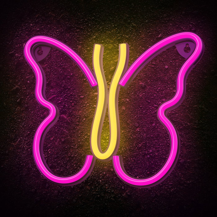 Neolia Lampe Néon LED Forever Papillon Rose avec USB, interrupteur, câble 2m, 22.5cm