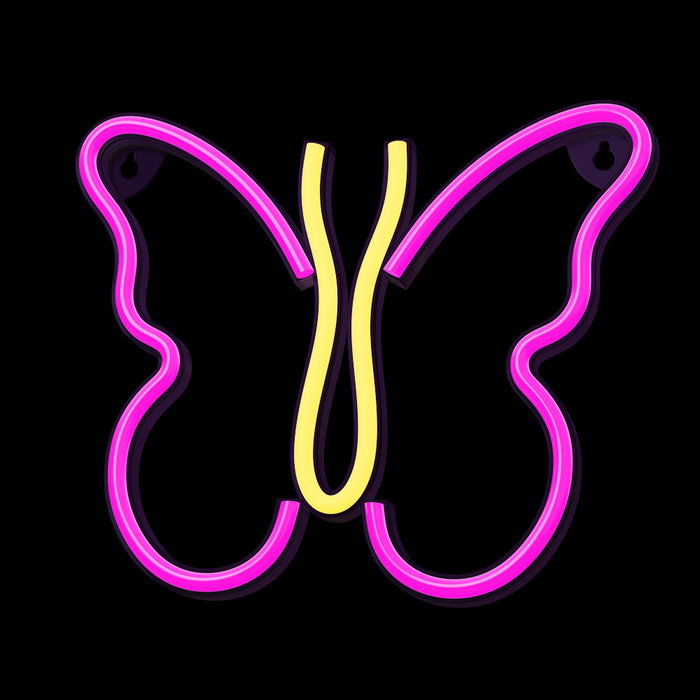 Neolia Lampe Néon LED Forever Papillon Rose avec USB, interrupteur, câble 2m, 22.5cm