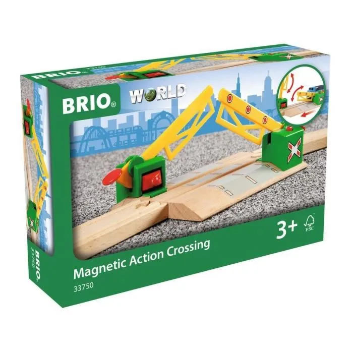 Brio 33750 - Passage à niveau magnétique automatique en bois et plastique pour circuit de train BRIO, accessoire de jeu pour enfant dès 3 ans