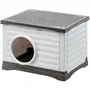 Ferplast Petvilla 60 Niche pour chiens et chats, Extérieure en résine thermoplastique recyclée, 54 x 43 x 38.5 cm, Blanc/Gris
