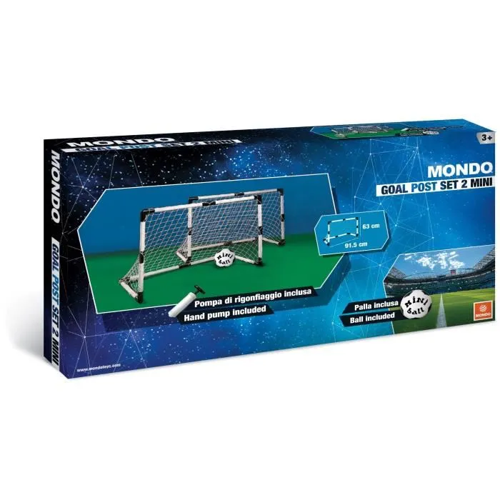 MONDO - Set de Football Kit 2 Mini-Cages + BioBall Mini Ball, Balle en PVC Écologique, Dimensions 91,5 x 45 x 63 cm