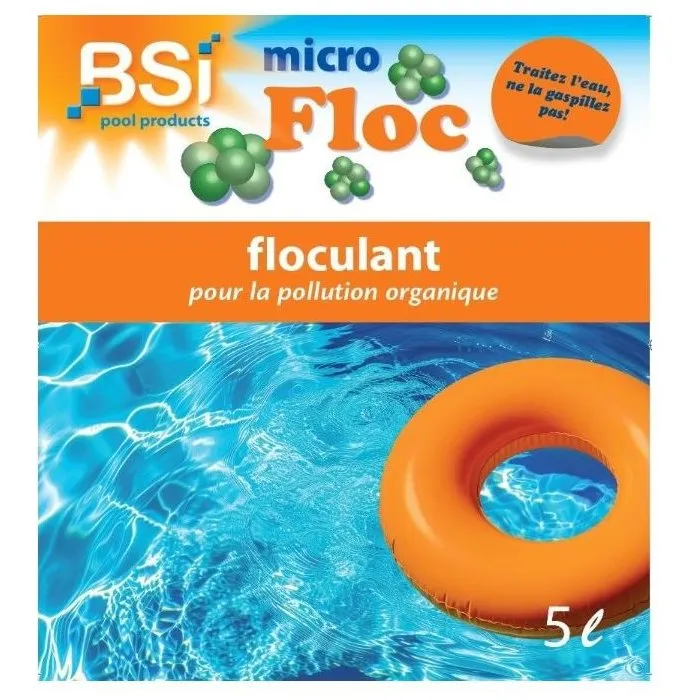 BSI Micro Floc 5 L - Floculant puissant pour piscine - Clarifiant eau - Optimise filtration - Grand format 5 litres BSI Micro Floc 5 L - Floculant puissant pour piscine - Clarifiant eau - Optimise filtration - Grand format 5 litres