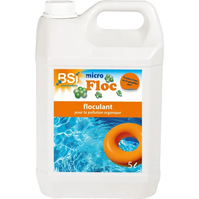 BSI Micro Floc 5 L - Floculant puissant pour piscine - Clarifiant eau - Optimise filtration - Grand format 5 litres BSI Micro Floc 5 L - Floculant puissant pour piscine - Clarifiant eau - Optimise filtration - Grand format 5 litres