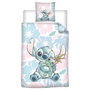 DISNEY Housse de couette Stitch 140x200 cm avec housse d'oreiller 65x65 cm en coton polyester 50/50 pour lit 90 cm