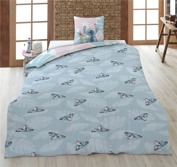 DISNEY Housse de couette Stitch 140x200 cm avec housse d'oreiller 65x65 cm en coton polyester 50/50 pour lit 90 cm DISNEY Housse de couette Stitch 140x200 cm avec housse d'oreiller 65x65 cm en coton polyester 50/50 pour lit 90 cm