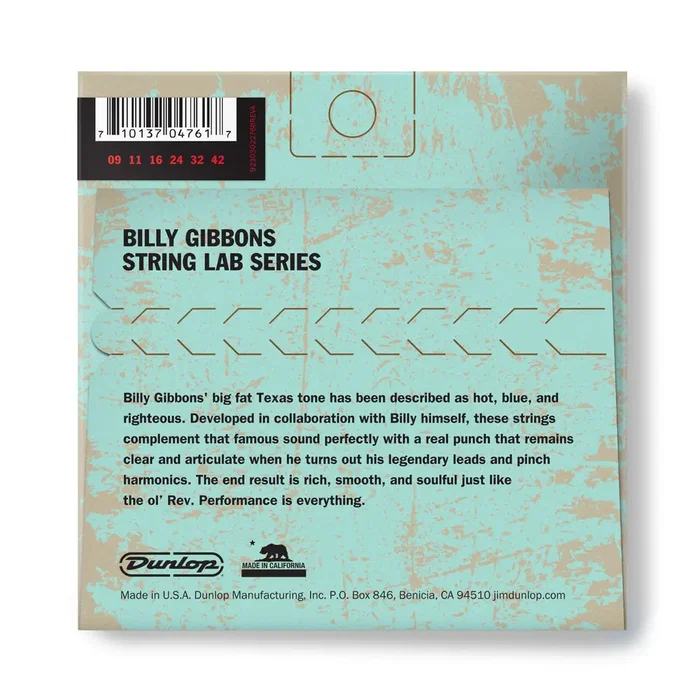 Dunlop jeu de cordes électrique LAB Billy Gibbons 9-42, Nickel Signature - Dunlopst