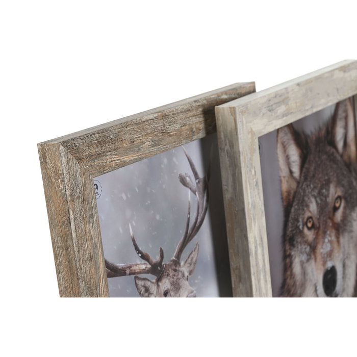 Cadre photo Home ESPRIT Blanc Naturel Verre polystyrène Scandinave 24,6 x 2 x 29,6 cm (2 Unités)