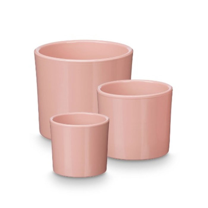 IBERGARDEN Lot de 3 macetas cylindres Rose mat IBERGARDEN Lot de 3 macetas cylindres Rose mat