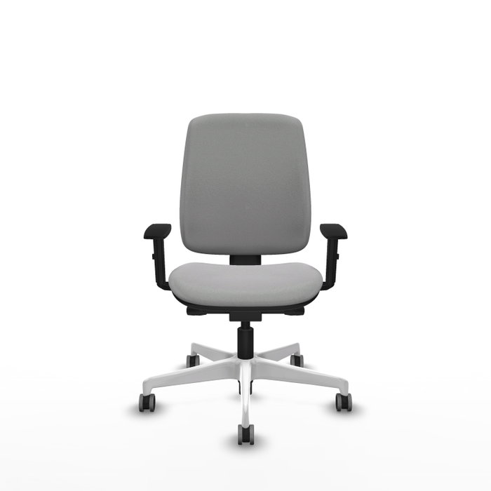 Chaise Alares Synchrone/Traslack Tissu Gris clair Structure polyamide blanc Accoudoir 1D Sans appui-tête Roulettes 65mm pour moquette