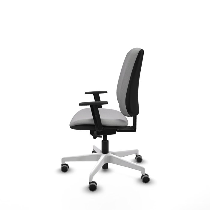 Chaise Alares Synchrone/Traslack Tissu Gris clair Structure polyamide blanc Accoudoir 1D Sans appui-tête Roulettes 65mm pour moquette