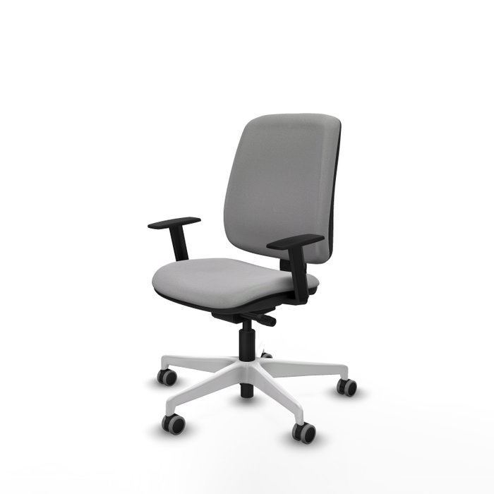 Chaise Alares Synchrone/Traslack Tissu Gris clair Structure polyamide blanc Accoudoir 1D Sans appui-tête Roulettes 65mm pour moquette