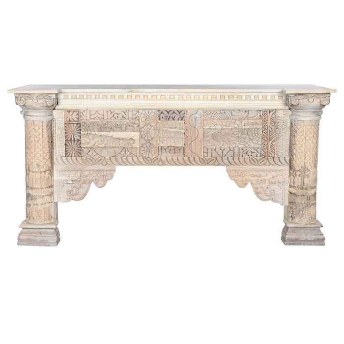 Home ESPRIT Table d'appoint Blanc Bois de manguier