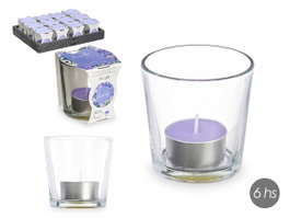 Acorde Porte-bougie Tealight Lavande 6 Heures en Verre Violet 7x7x7 cm (Set de 12)