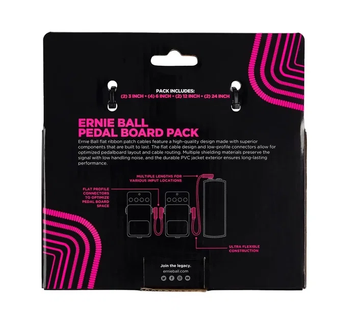 Ernie Ball Multipack de 10 câbles de patch Flat Ribbon Negro Ernie Ball Multipack de 10 câbles de patch Flat Ribbon Negro