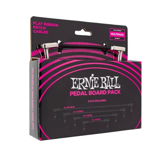 Ernie Ball Multipack de 10 câbles de patch Flat Ribbon Negro Ernie Ball Multipack de 10 câbles de patch Flat Ribbon Negro