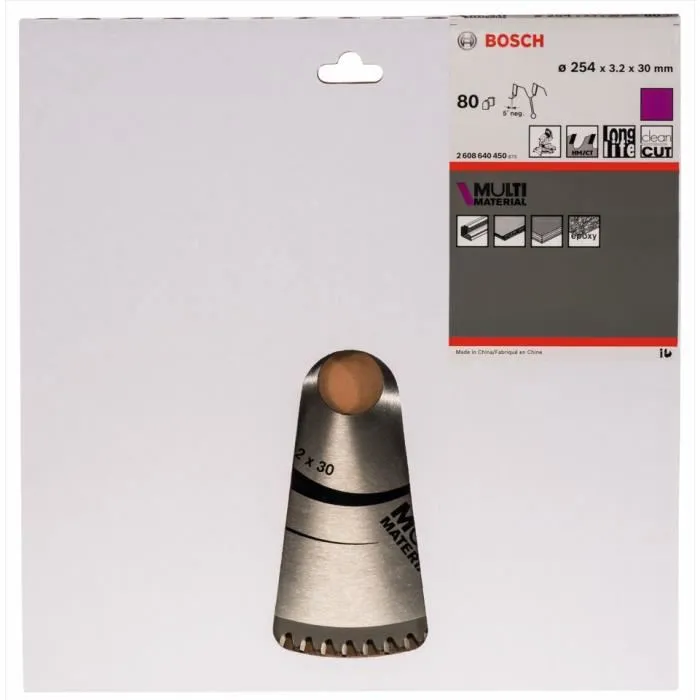 Bosch Lame de scie circulaire pour multimatériaux 254 x 30 x 3.2 mm 80 dents - Acier SK5