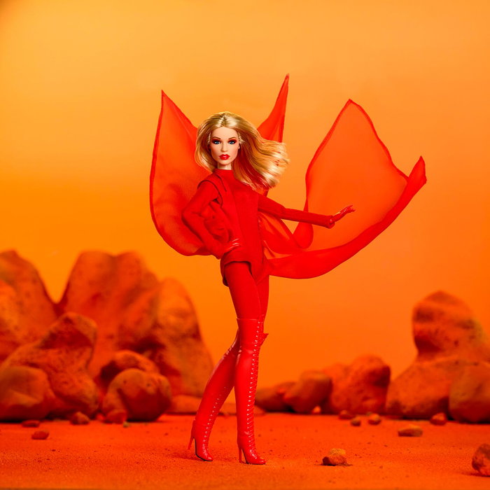 Barbie - Poupée Signature Kylie Minogue JBJ38 Mattel - Collectionnable - Tenue rouge 'Padam Padam' inspirée de Mugler