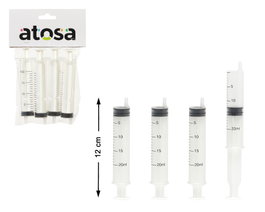 Seringues décoratives transparentes de 20ml pack 4 unités