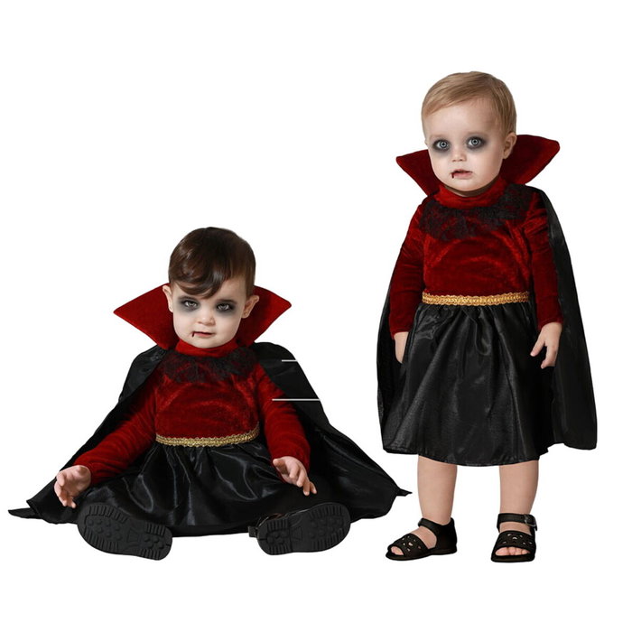 Atosa Déguisement de Vampiresse Bébé avec Robe Rouge et Cape Noire