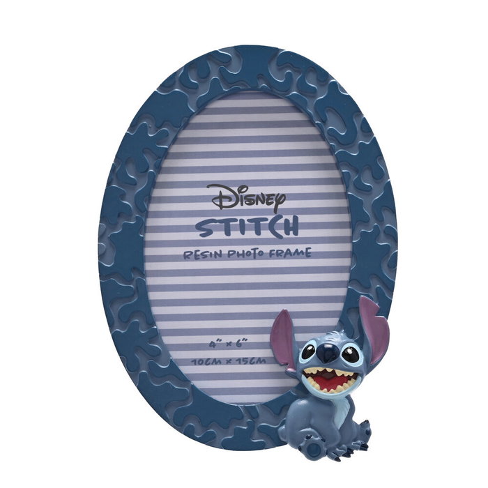 WIDDOP & CO Cadre photo ovale en résine bleu avec Stitch Disney - Image 3D texturée - Support inclus - Format 10x15 cm WIDDOP & CO Cadre photo ovale en résine bleu avec Stitch Disney - Image 3D texturée - Support inclus - Format 10x15 cm