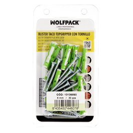WOLFPACK LINEA PROFESIONAL Blister Tacos Topgripper Bimaterial Ø 6 mm avec 30 vis