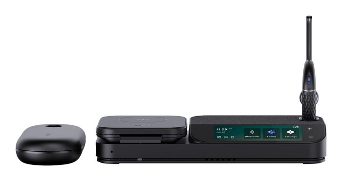 Yealink BH71 Workstation Pro Casque Bluetooth UC Professionnel avec Station d'accueil, Charge Sans-fil Qi, Écran Tactile, Réduction de Bruit 4 Micros, Autonomie 30h