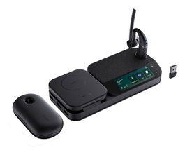 Yealink BH71 Workstation Pro Casque Bluetooth UC Professionnel avec Station d'accueil, Charge Sans-fil Qi, Écran Tactile, Réduction de Bruit 4 Micros, Autonomie 30h