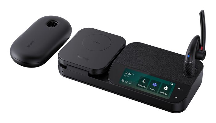 Yealink BH71 Workstation Pro Casque Bluetooth UC Professionnel avec Station d'accueil, Charge Sans-fil Qi, Écran Tactile, Réduction de Bruit 4 Micros, Autonomie 30h
