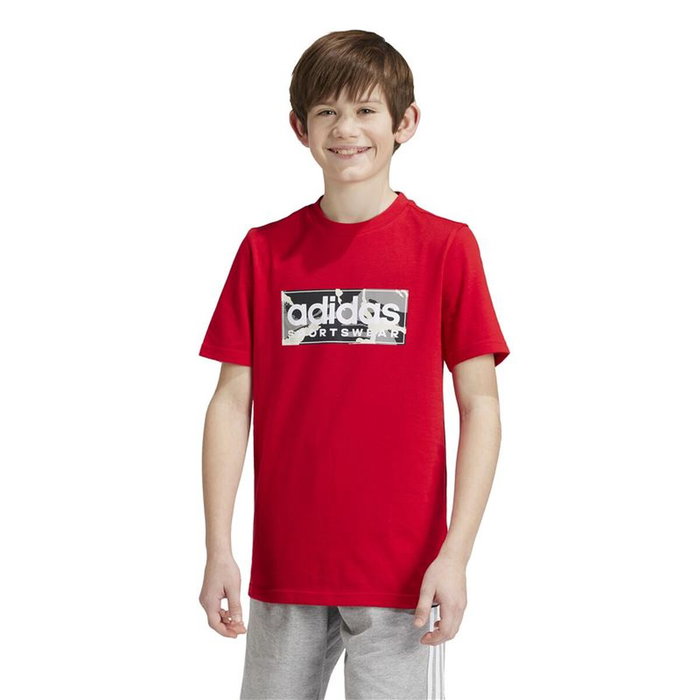 T shirt à manches courtes Enfant Adidas Camo Linear 11-12 ans Rouge