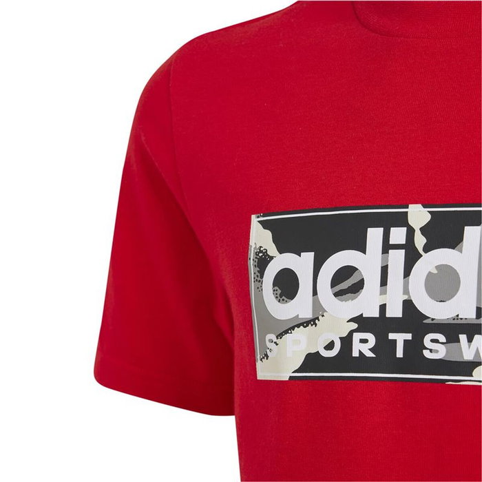 T shirt à manches courtes Enfant Adidas Camo Linear 11-12 ans Rouge