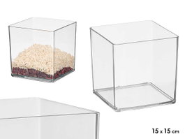 Giftdecor Vase Carré en Acrylique Transparent 15x15 cm (Set de 16)