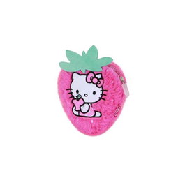 Hello Kitty Monedero Soft Porte-monnaie fourrure motif fraise pour enfants en polyester rose 13x13x4 cm