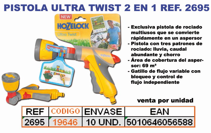 HOZELOCK Pistolet d'arrosage FINSTOCK ULTRA TWIST 2 EN 1 Ref 2695 HOZELOCK Pistolet d'arrosage FINSTOCK ULTRA TWIST 2 EN 1 Ref 2695