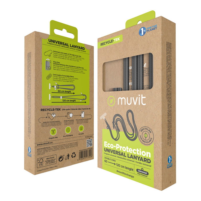 Cordon pour téléphone mobile Muvit for Change Noir