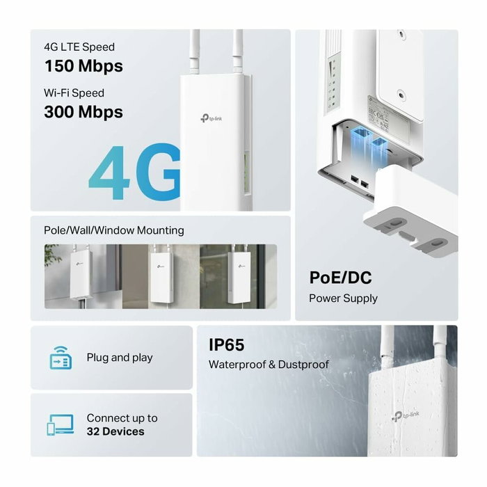 Router TP-Link TL-MR100-OUTDOOR Blanc RJ45 Ethernet LAN PoE x 1