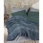 Parure de lit 1 place 220x240 cm - 1 housse de couette + 2 taies 60x60 cm - 50% coton, 50% polyester, 145 fils - Bleu