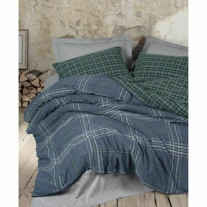 BigBuy Home Parure de couette Bleu 220 x 240 cm avec 2 taies d'oreiller