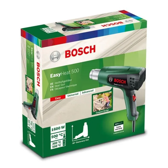 Bosch Décapeur thermique EasyHeat 500 1600W (débit d'air 240/450 l/min, température 300/500 °C) - Outil compact léger